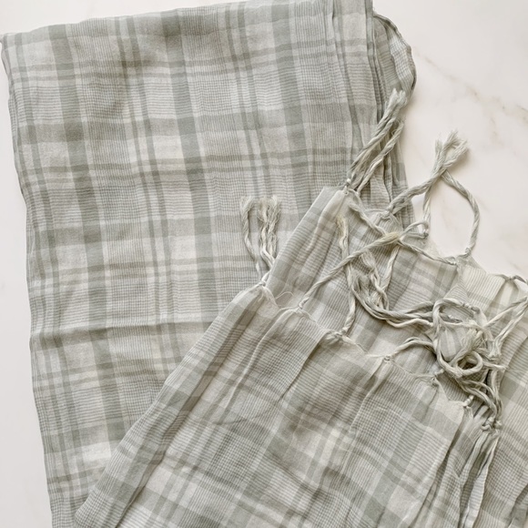 Sheer Grey and White Striped Scarf - Picture 1 of 2